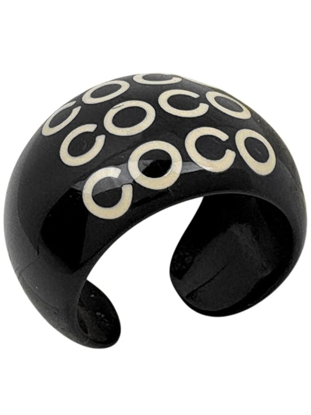 Chanel Ring CC Logo Plastic Black